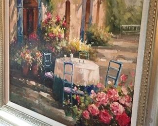                    OIL ON CANVAS OF A GARDEN SCENE