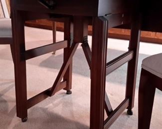 Ethan Allen Knob Creek fine home furnishings with 2 accent/game chairs in excellent condition! Stunning Baker drop leaf banded game table!