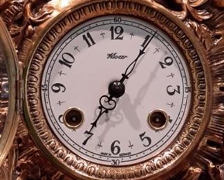 Imperial Franz Hermle Italian Brass Mantle Clock w/Pair of Brass Candelabras.....sells on ebay for $1068-$1200