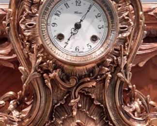 Imperial Franz Hermle Italian Brass Mantle Clock w/Pair of Brass Candelabras.....sells on ebay for $1068-$1200