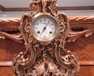 Imperial Franz Hermle Italian Brass Mantle Clock w/Pair of Brass Candelabras.....sells on ebay for $1068-$1200