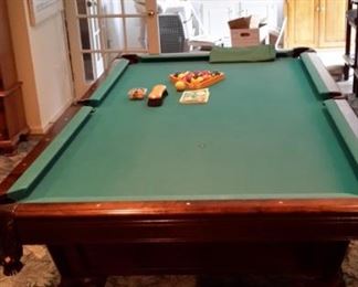 American Heritage 9 foot billiard/pool table with accessories. Asking $500.00 We have a strategic partner who offers a professional pool table moving resources as well as felt/rubber replacement their fee for those services is $1300......your total expense would be $1800.....keep in mind most pool tables online you purchase will need those services as well.