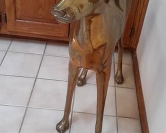 Brass Whippet dog sculpture.