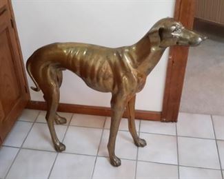 Brass Whippet dog sculpture.