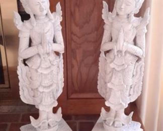 Molded, heavy Thai angel figurines. No cracks, breaks or chips.