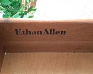 Ethan Allen office desk with glass topper, 5 drawers and 2 file drawers.