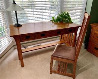 Mission desk, chair and file cabinet