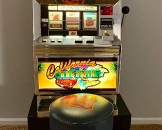 Bally Slot Machine "California Dreamin".  Very good condition.   Professionally maintained.  32" x 18" x 18".  Approx 200 lbs.