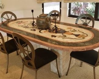 Gorgeous wood dining room table - details are spectacular.