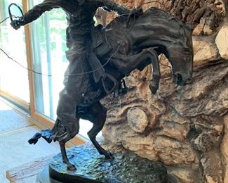 FREDERIC REMINGTON, BRONCO BUSTER ON MARBLE BASE. 24"