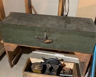 Multiple wooden crates / tool boxes