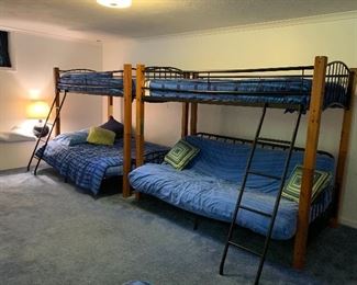 Pair of bunk beds. Futon over twin