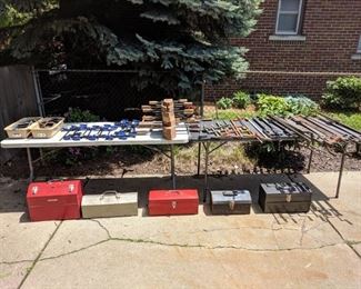 Tool boxes and clamps.