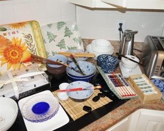 Asian rice bowls (Japan) and chops stick sets..