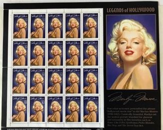 Unused sheet of USPS Marilyn Monroe stamps