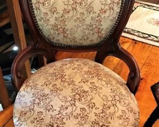 Close up of Victorian rosewood parlor chair