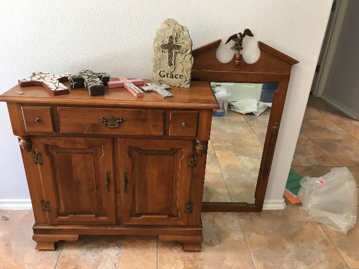Beautiful vintage chest with matching mirror