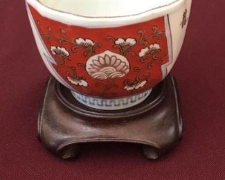 Antique Porcelain Brocade Imari Tea Bowl with Rare Design
