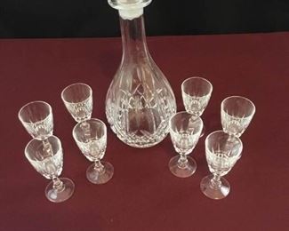 Crystal Decanter Set with Eight Cordial Glasses