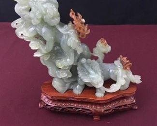 Large Green Nephrite Jade Piece with Brown Accents