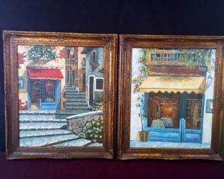 Pair of Framed Italian Oil Paintings