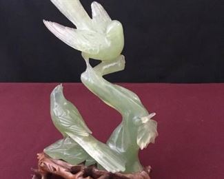 Two Graceful Birds Carved from Serpentine