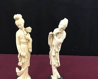 Two Vintage A Santini Alabaster Figurines