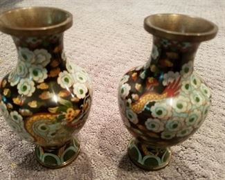 Dragon enamel vases