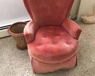 Antique velvet slipper chair