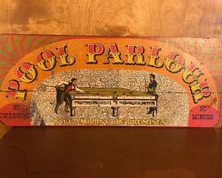 Vintage wood Pool Parlour sign by George Nathan