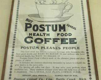 Original print  Postum cereal sign
