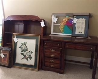 Louise Turner print, desk/hutch, painted window