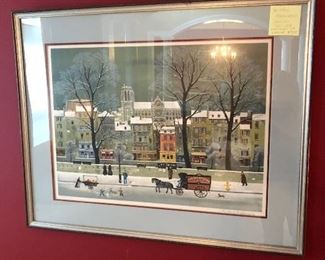 Framed signed/numbered lithograph by Michel Delacroix