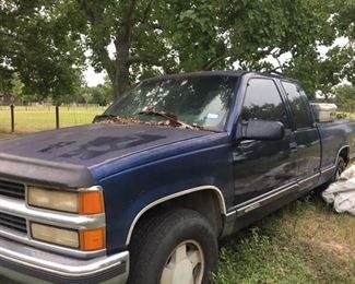 1995 Chevrolet Z71 4x4 work truck.
3rd gear does not work.
167,000 miles.
Cannot open drivers door from the inside.
No AC.
No radio.
Comes with tool box. 
Fair to good tires.
Inside is dirty and has some damage shown in pictures.
Pick up in Needville.
Selling as described. 
We have disclosed all information.