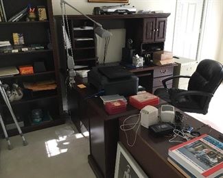 office desk and bookshelf