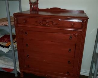 Painted red dresser