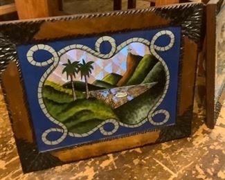 Set of 3 unique pieces in lovely frames collected from Rio. Perfect for any tiki bar or entertaining room!