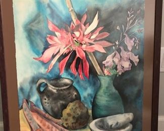 Original watercolor by R. Diaz (Arizona artist), museum quality, non-glare glass