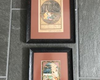 Set of 2 original paintings collected in India, beautifully framed with non-glare glass.