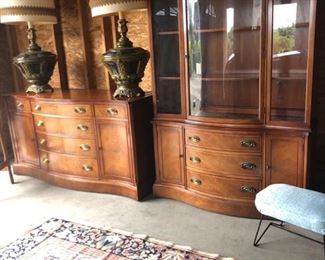 Sideboard & Hutch, 1940s, both with felt-lined drawers and in fantastic condition!