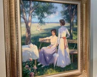 Gregory F. Harris "Tea Time" oil on Canvas