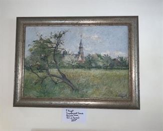 F. Ragot - Impressionist French Church Scene - oil on canvas