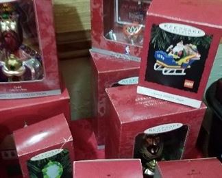 Vintage Christmas ornaments including Wizard of Oz Coca-Cola and more