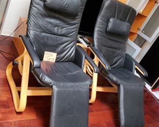 NEPSCO BACK SAVER CHAIRS IN BLACK LEATHER-DENMARK DESIGN..THESE ARE GORGEOUS AND AT A STEAL OF A PRICE TOO!