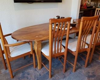 OMG!!!! BENNY LINDEN MID CENTURY CHAIR SET AND "SURFBOARD" TABLE! Table has been restored since this shot so there are no longer any white marks! It is GORGEOUS! And Look at the chairs from the side!