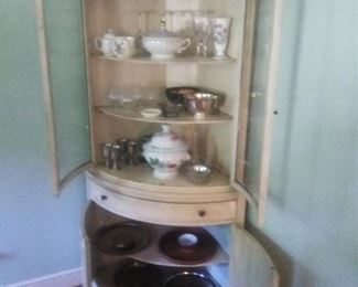 Corner mid century china cabinet