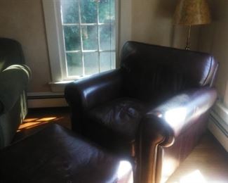 Leather chair and ottoman