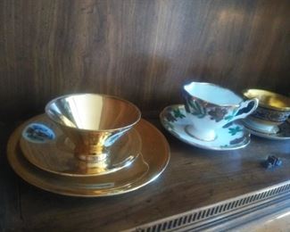 Exquisite collection of fine china teacups.  