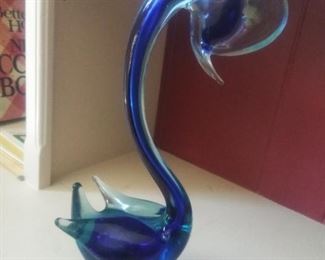 Murano Swan in cobalt