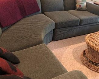 The sectional is three pieces and in perfect condition.